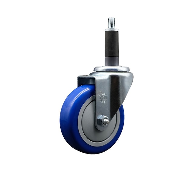 4'' Blue Poly Wheel Swivel 1'' Expanding Stem Caster